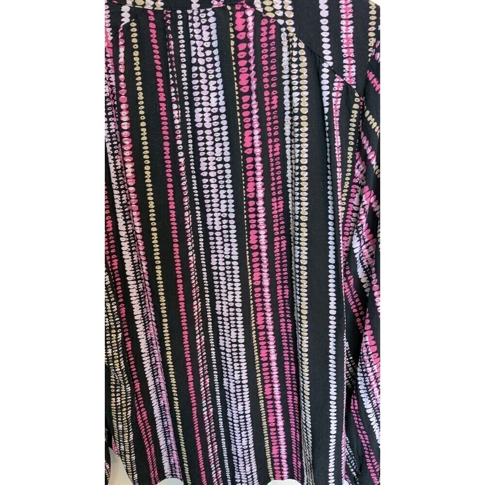 Maeve Anthropologie Womens Colette Black Pink Peasant Balloon Sleeve Top Med - Picture 8 of 9